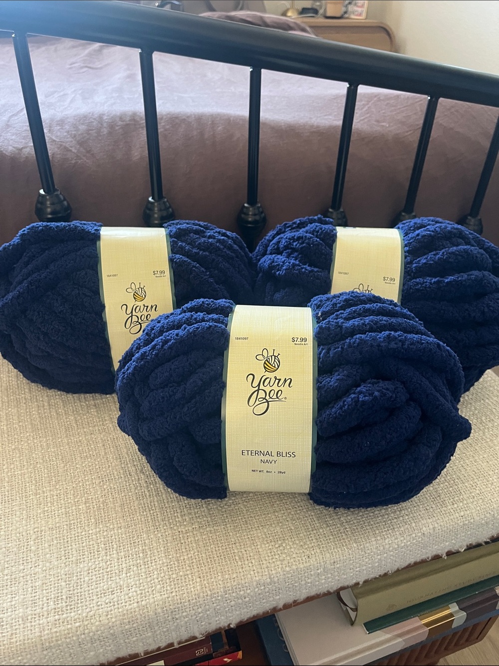 3 Yarn Bee Eternal Bliss Plush Yarn in Navy - Ultra Soft Chenille